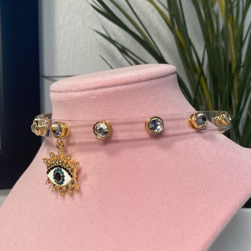 NWT Kurt Geiger Evil Eye Jelly Choker With 3” Extender - Picture 6 of 9